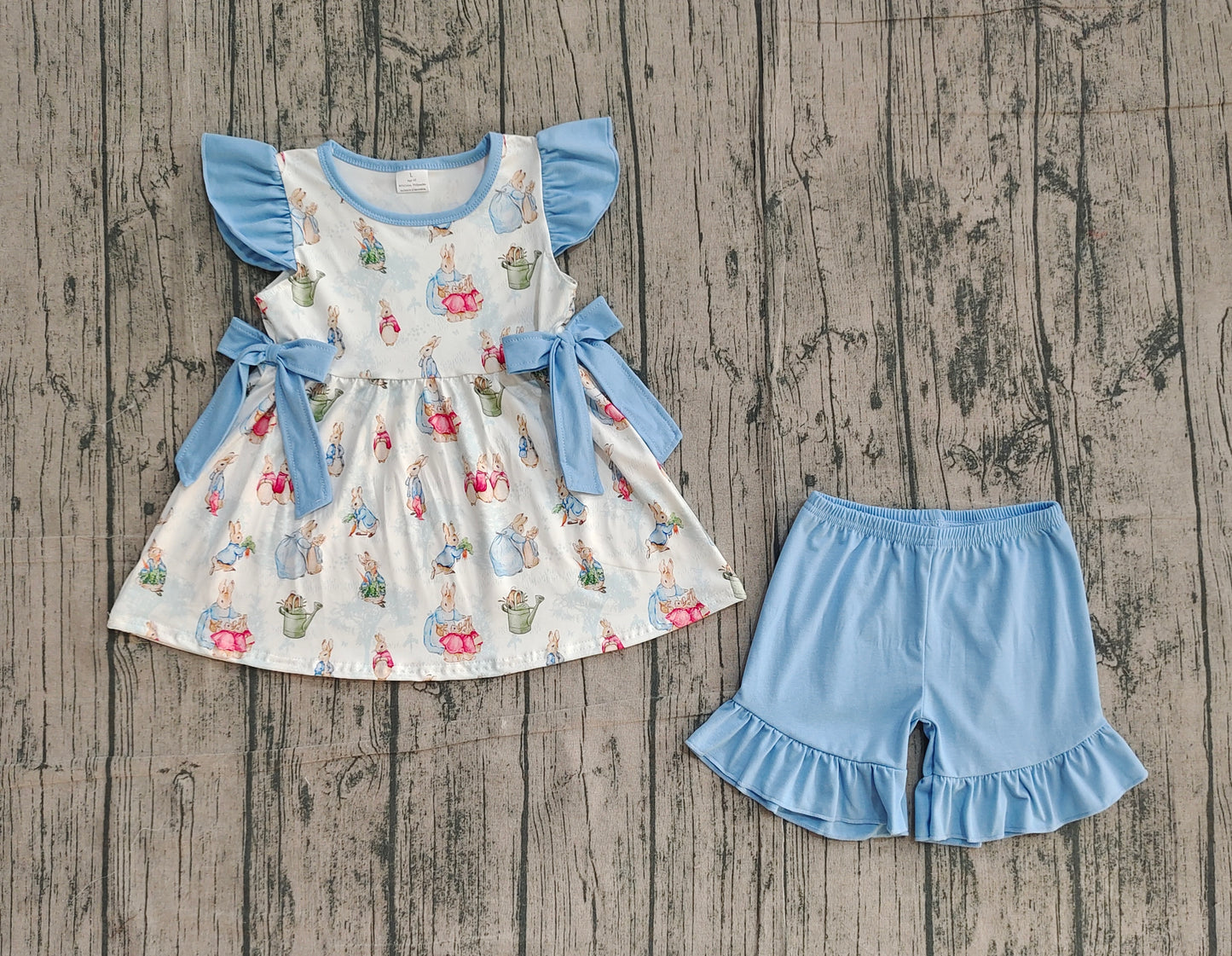 Easter bunny top matching shorts girls summer outfit preorder