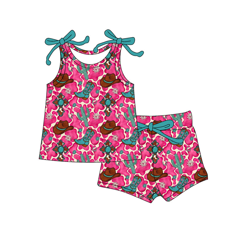 Western boots top matching shorts girls summer outfit preorder