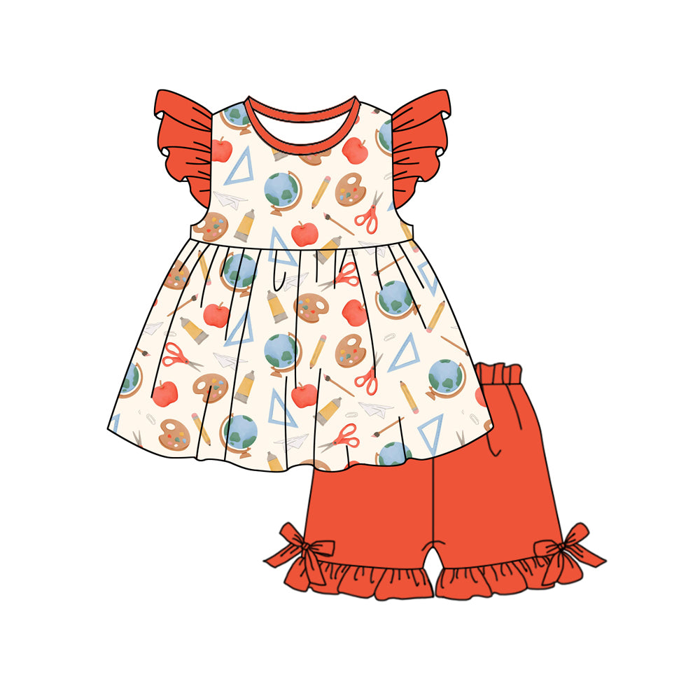Back to school top matching shorts girls summer outfit preorder