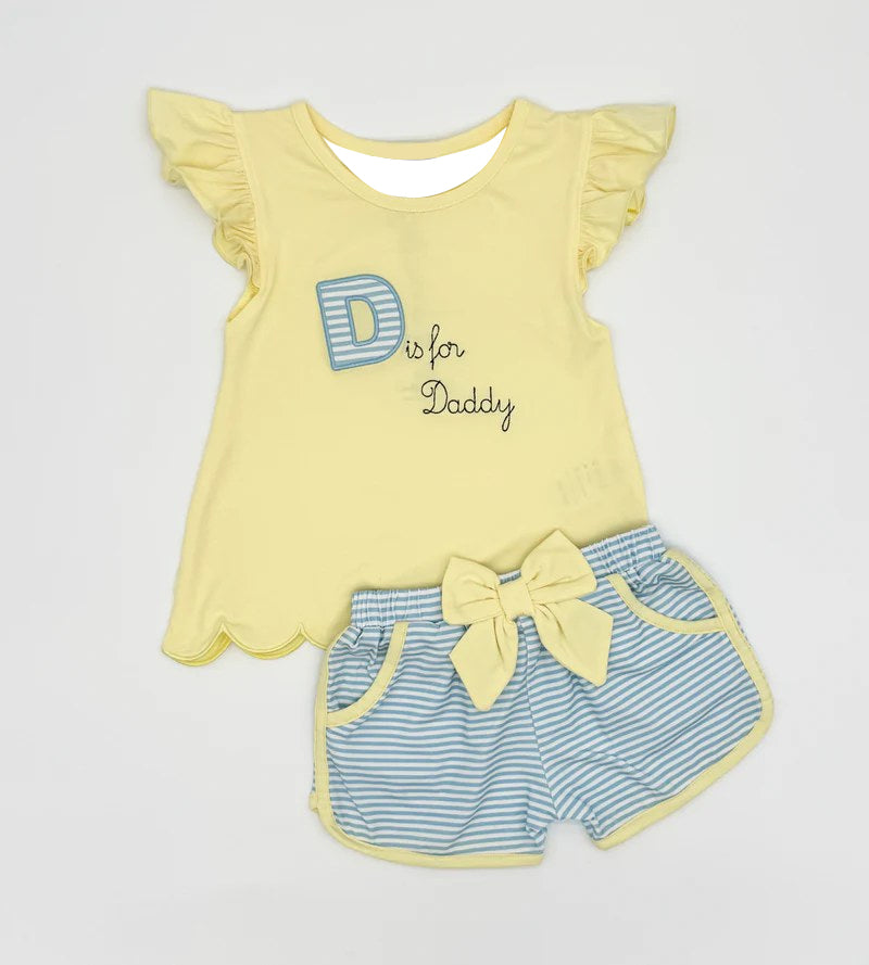 D is for daddy top matching shorts girls summer outfit preorder