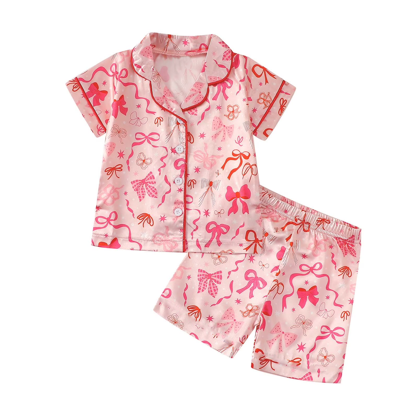 Hot pink bow top matching shorts girls summer outfit preorder