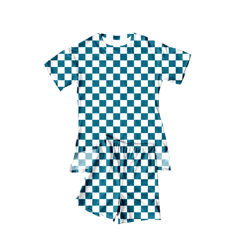 Green plaid top matching shorts girls summer outfit preorder