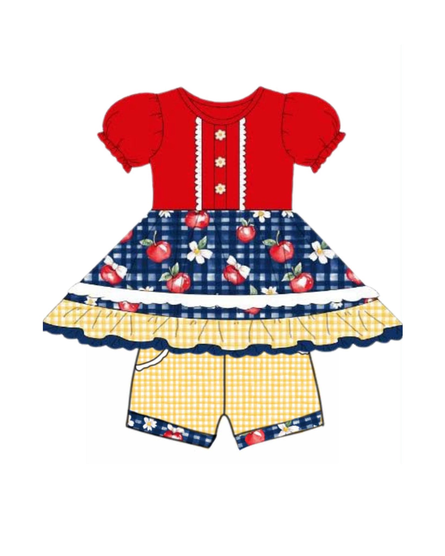 Apple top matching shorts girls summer set preorder