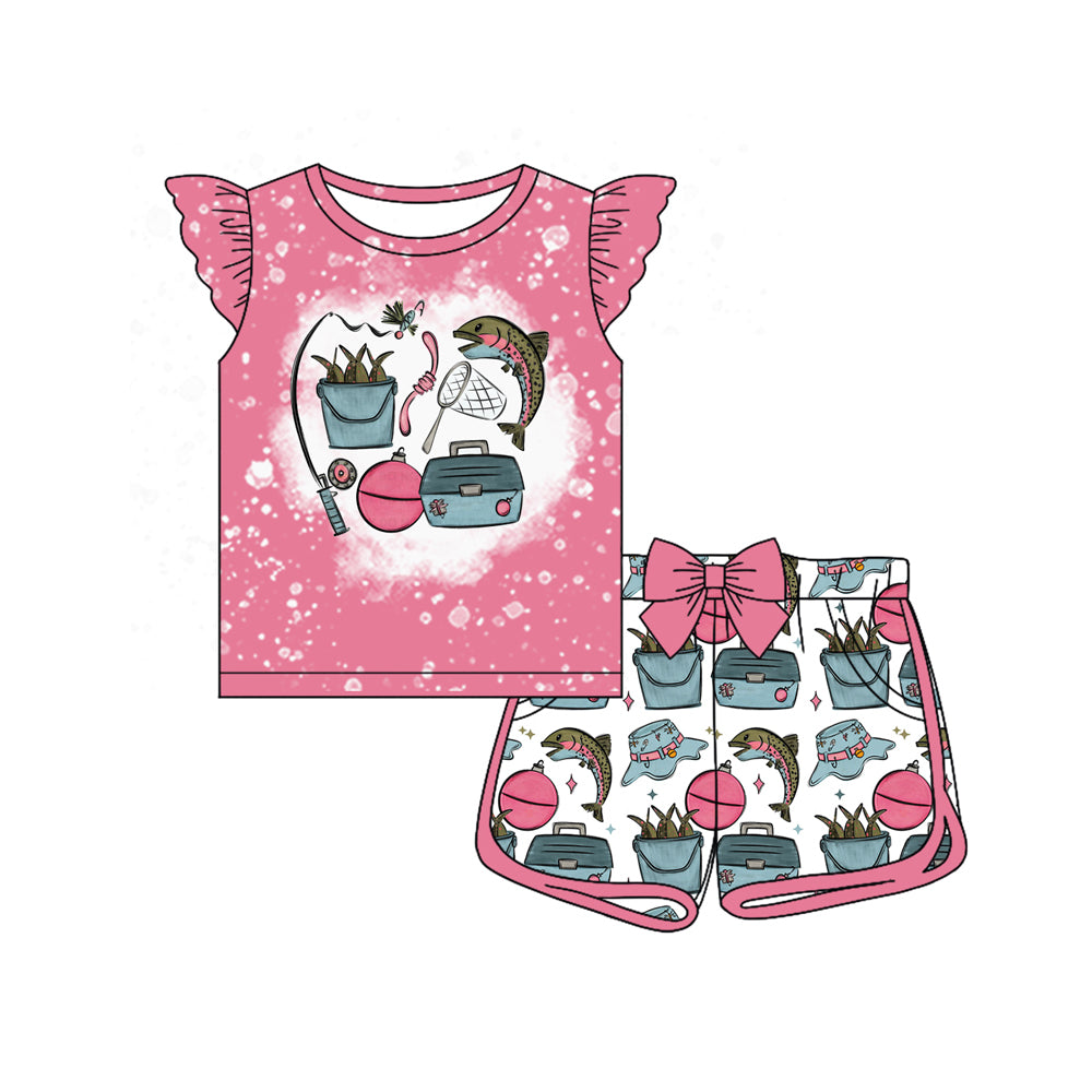 Fishing top matching shorts girls summer set preorder