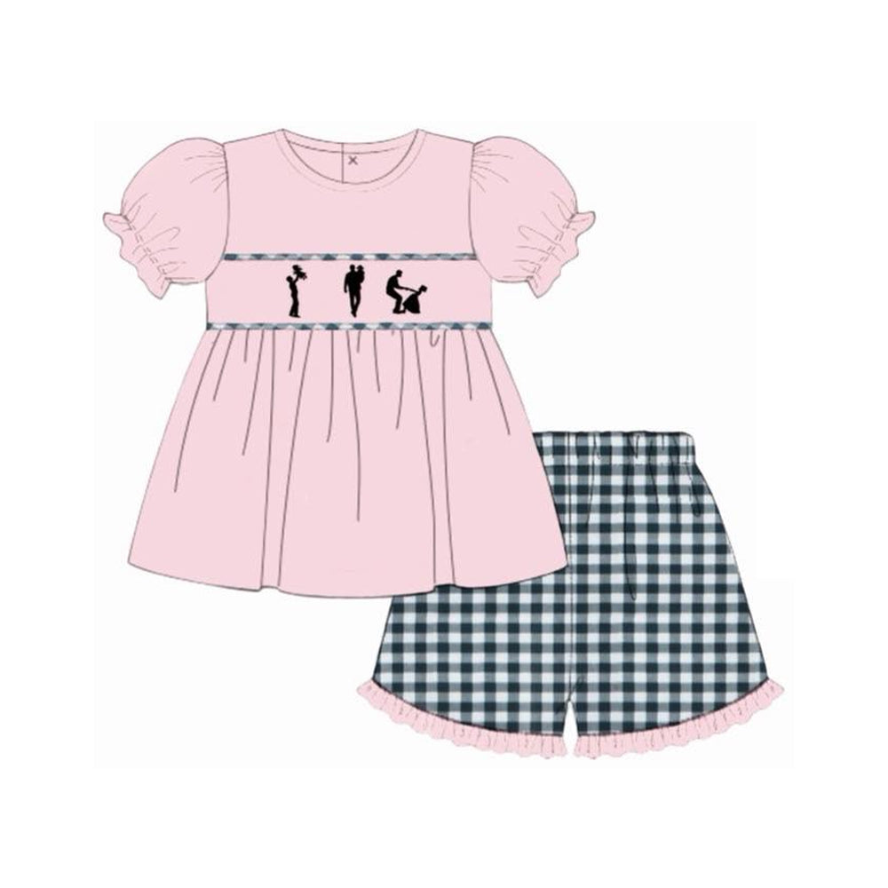 Fathers day top matching shorts girls summer outfit preorder