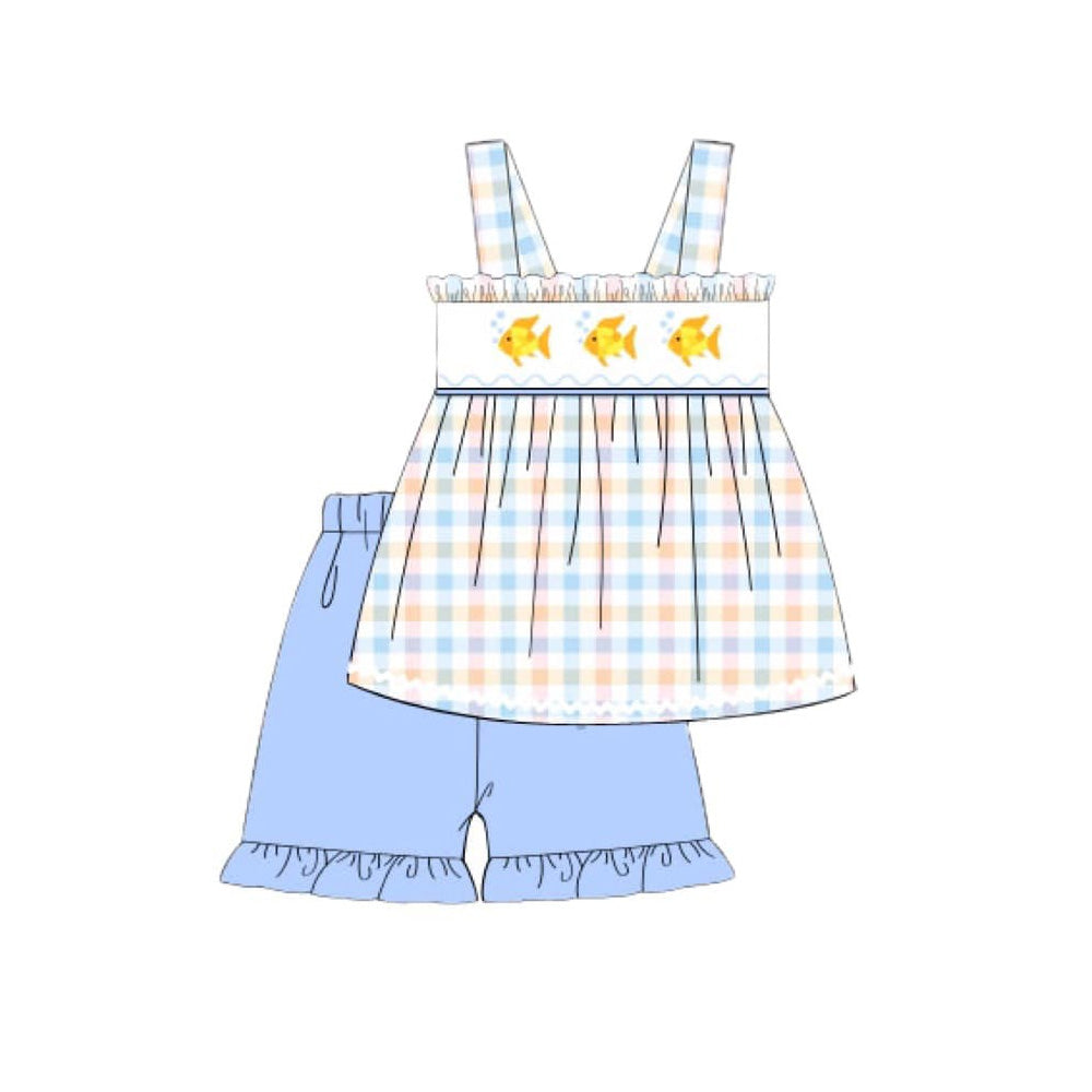 Fish design girls summer outfit preorder