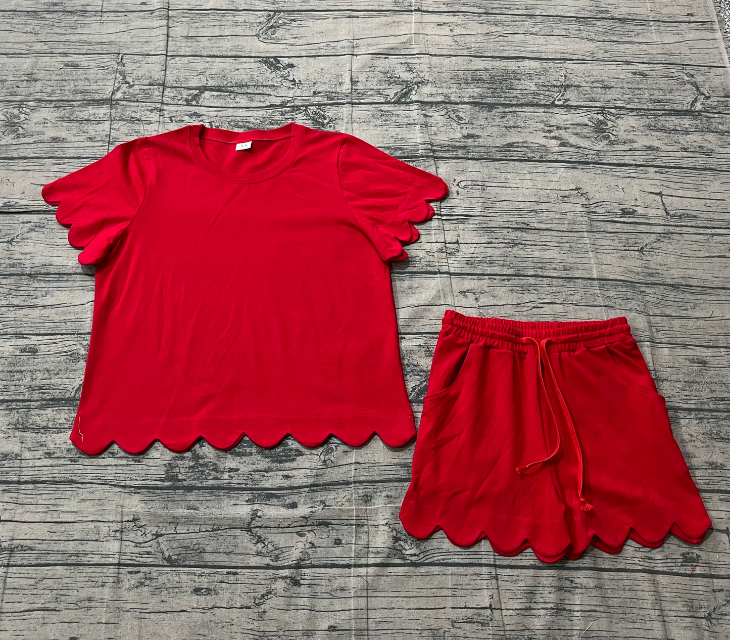 Adult women red color short sleeve outfit preorder