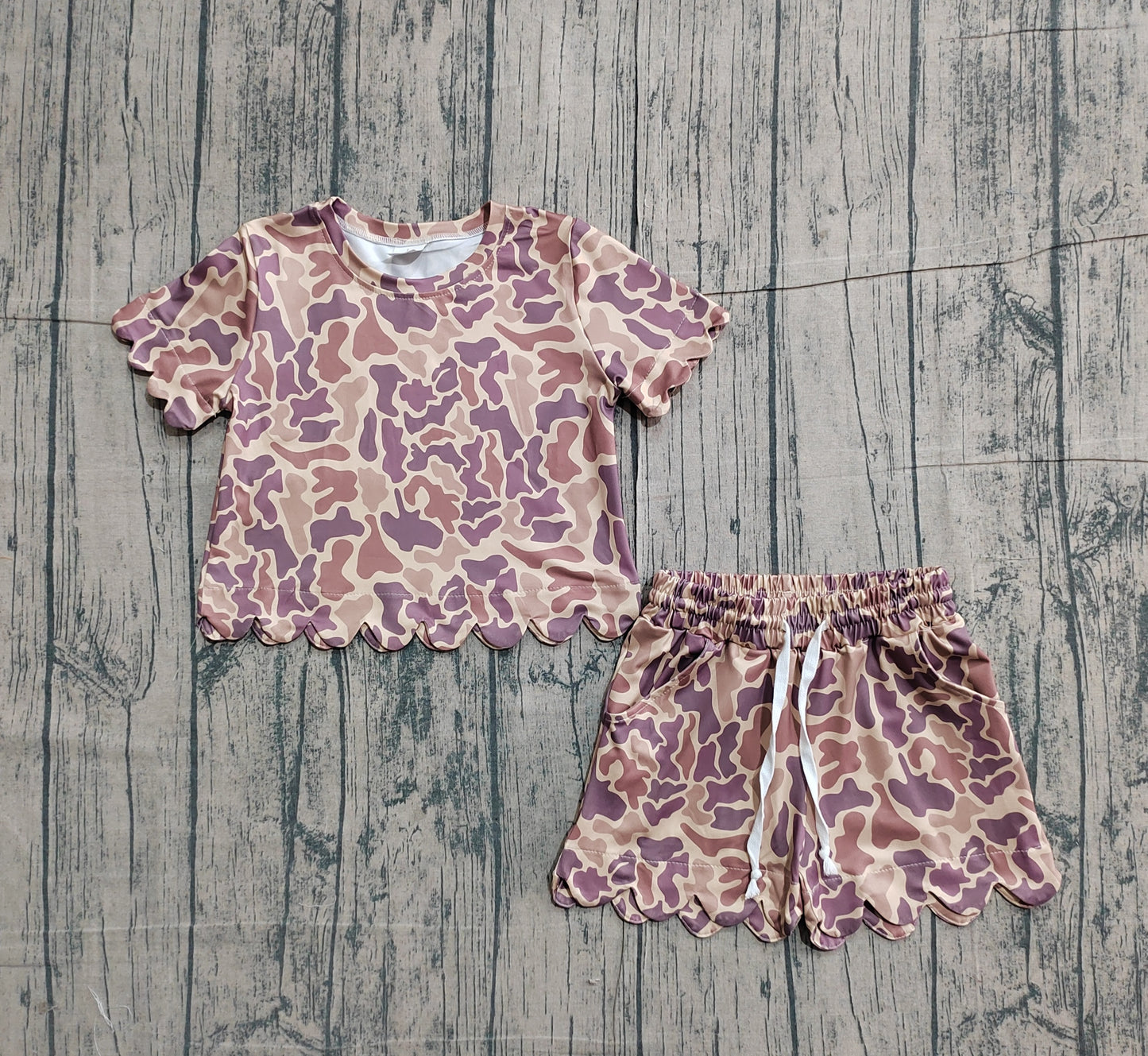 Khaki camo print toddle girls summer outfit preorder