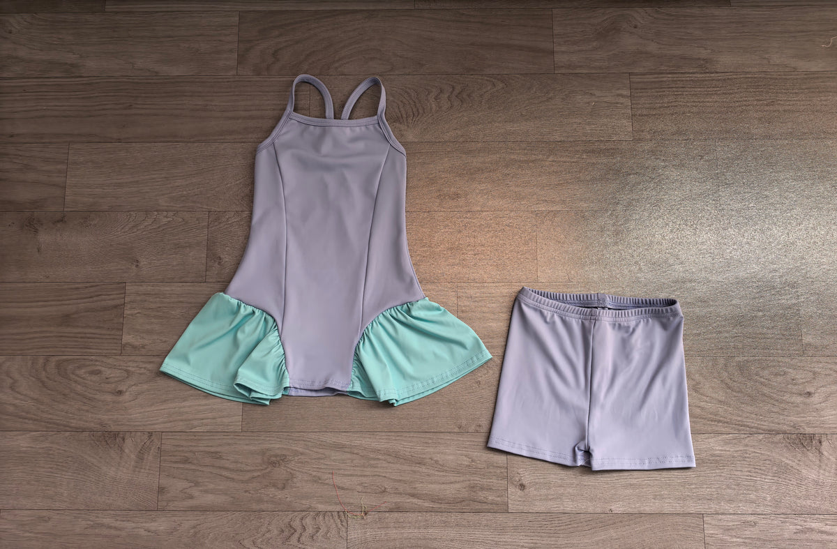 Blue tank top matching shorts girls summer active yoga outfit preorder