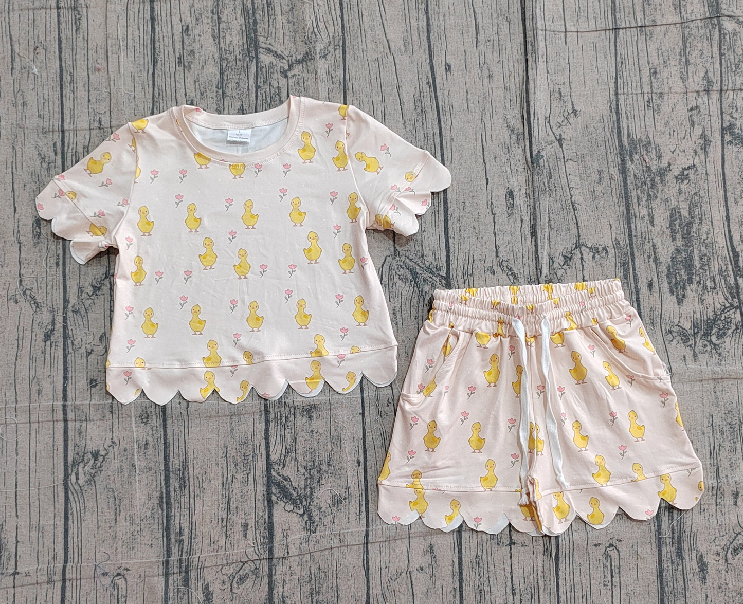 Chicken top matching shorts girls summer outfit preorder