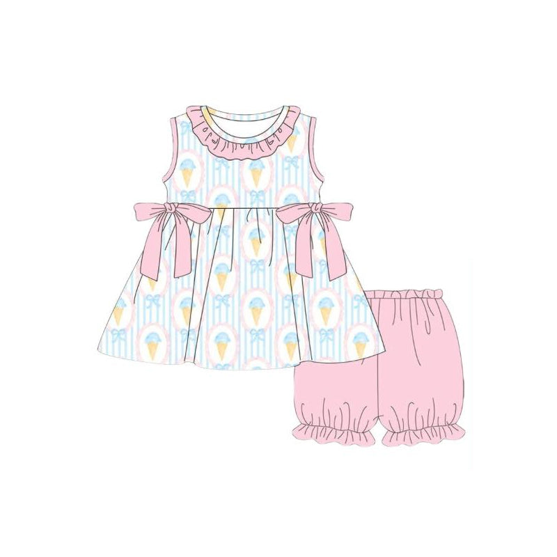 Summer bow top matching shorts girl summer outfit preorder