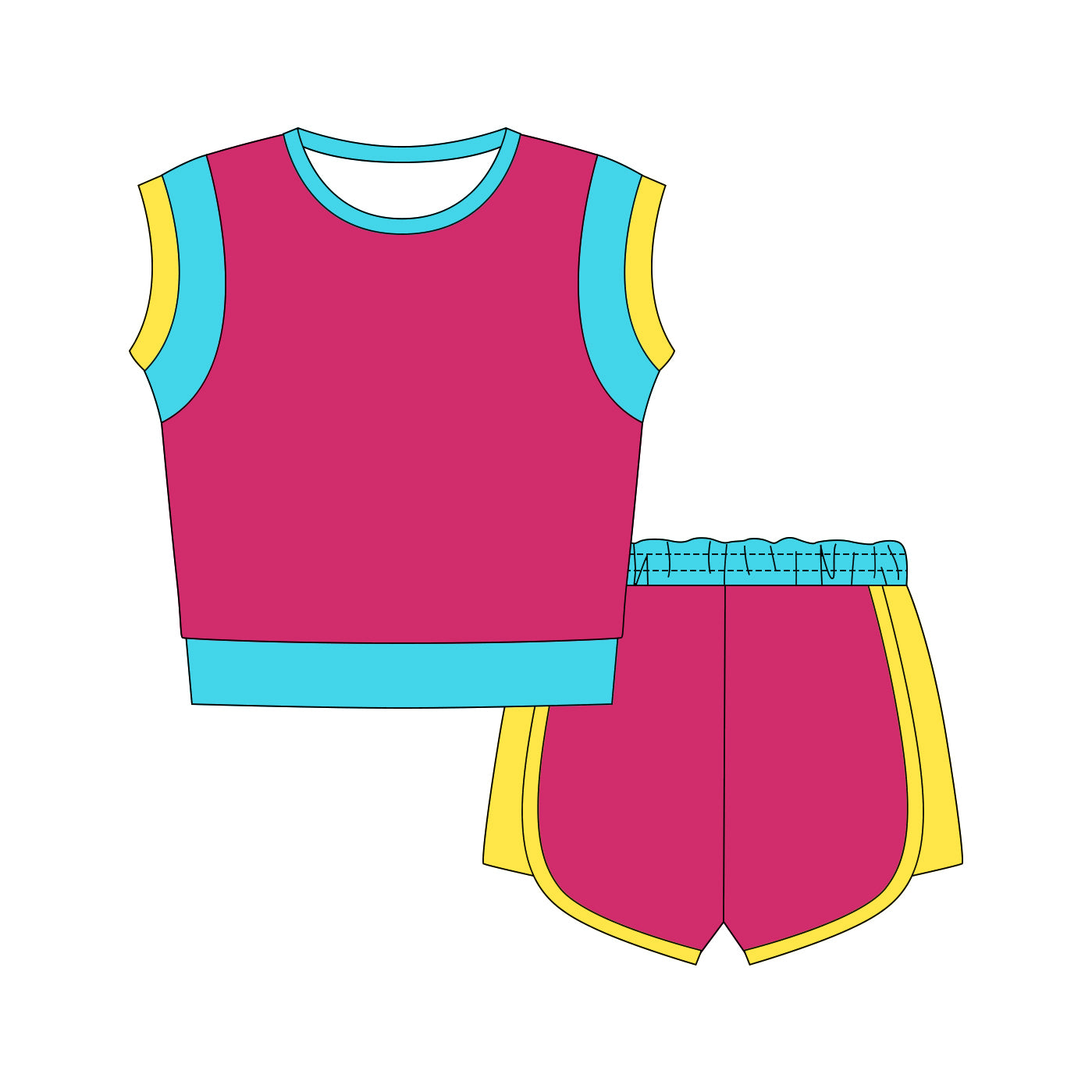 Hot pink top matching shorts girls summer outfit preorder