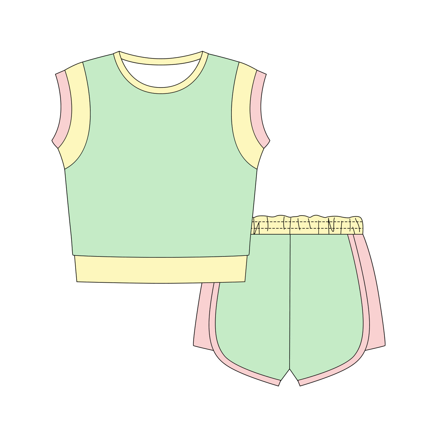 Lime green top matching shorts girls summer outfit preorder