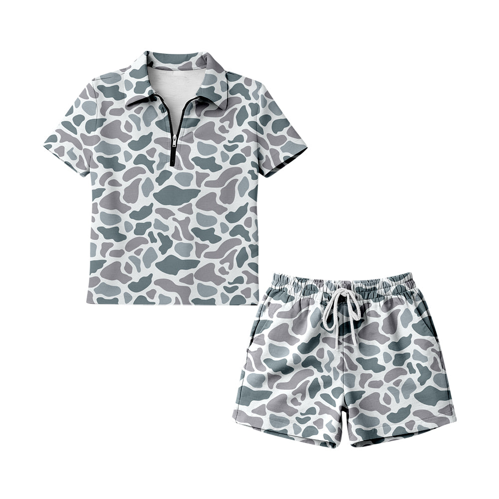 Adult Women grey camo pullover matching shorts summer outfit preorder