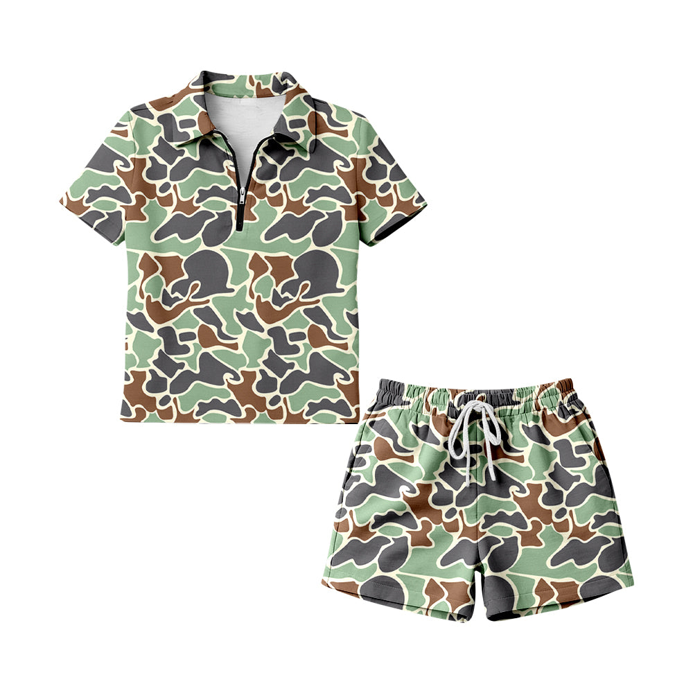 Adult Women green camo pullover matching shorts summer outfit preorder