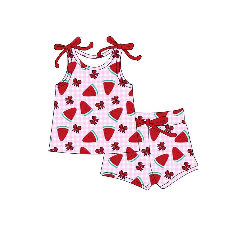 Watermelon top matching shorts girls summer outfit preorder