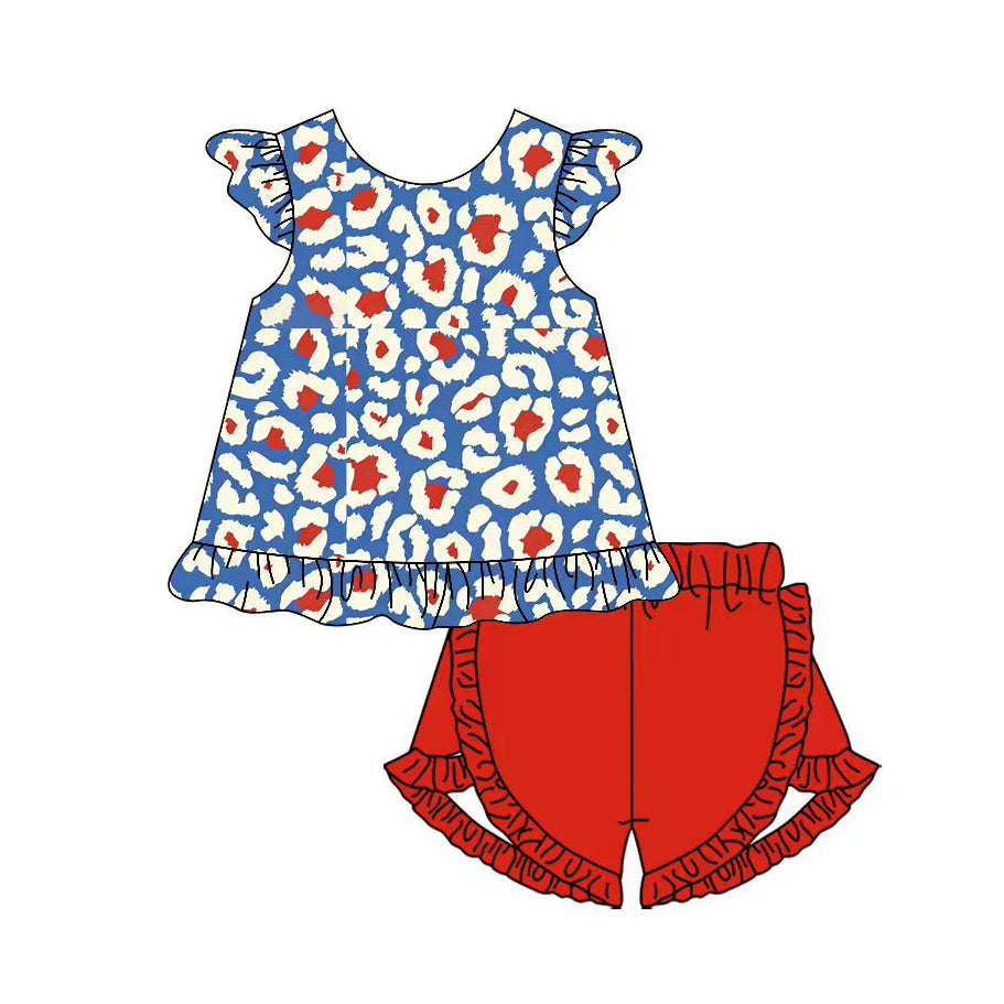 Leopard top matching shorts girls summer outfit preorder