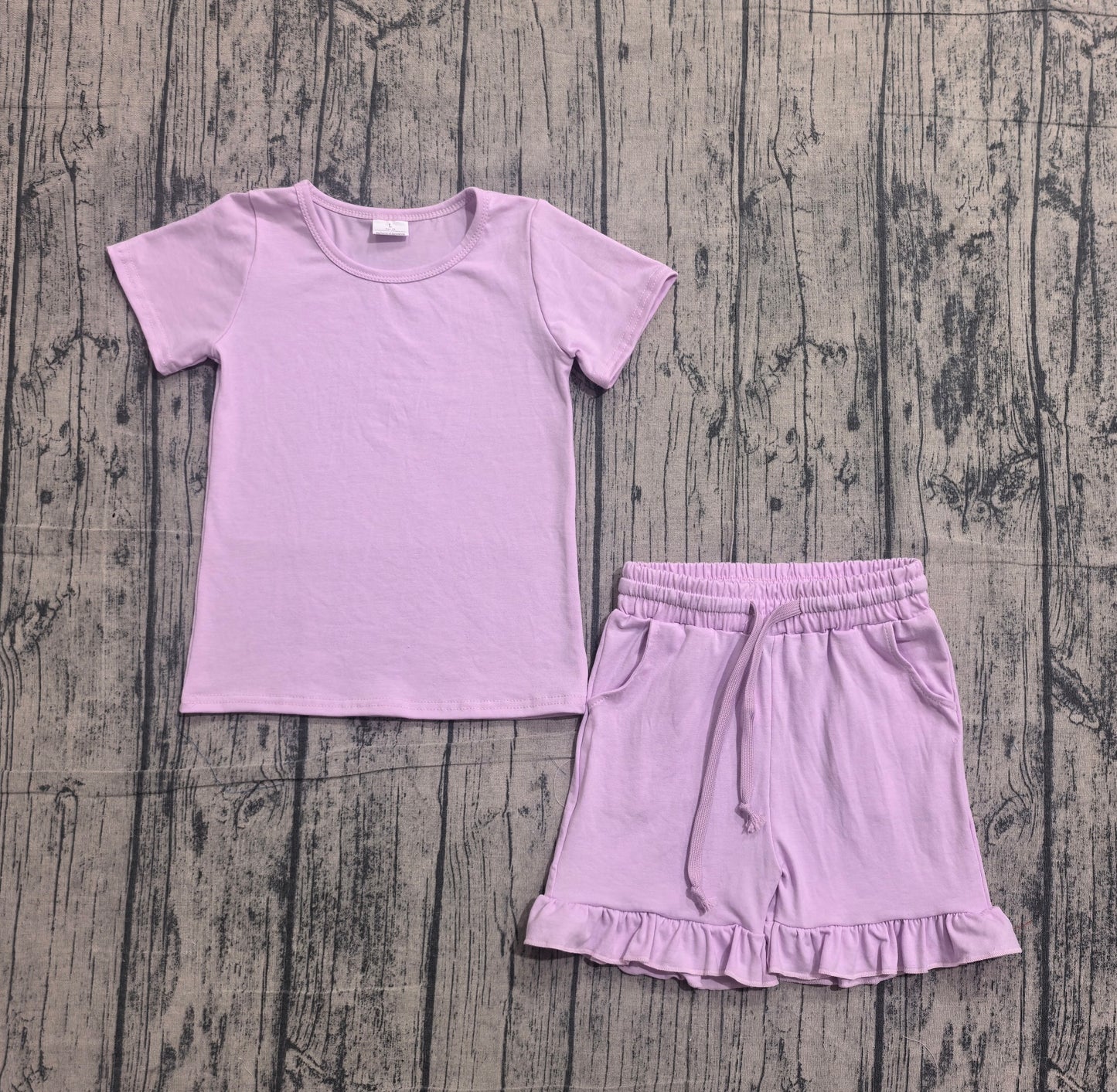 Pink short sleeve top matching shorts girls summer outfit preorder