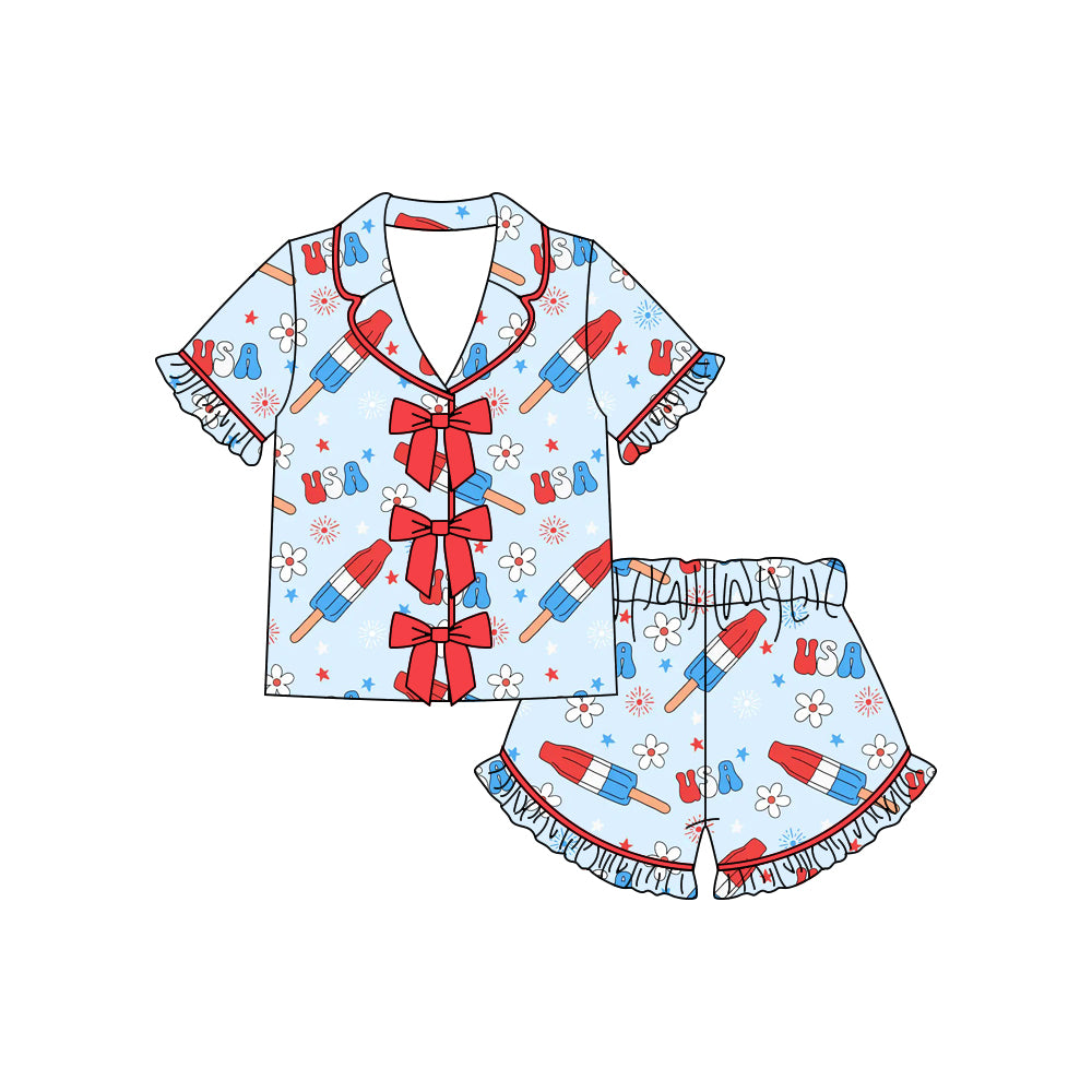 July 4th popsicle top matching shorts girls pajama set preorder
