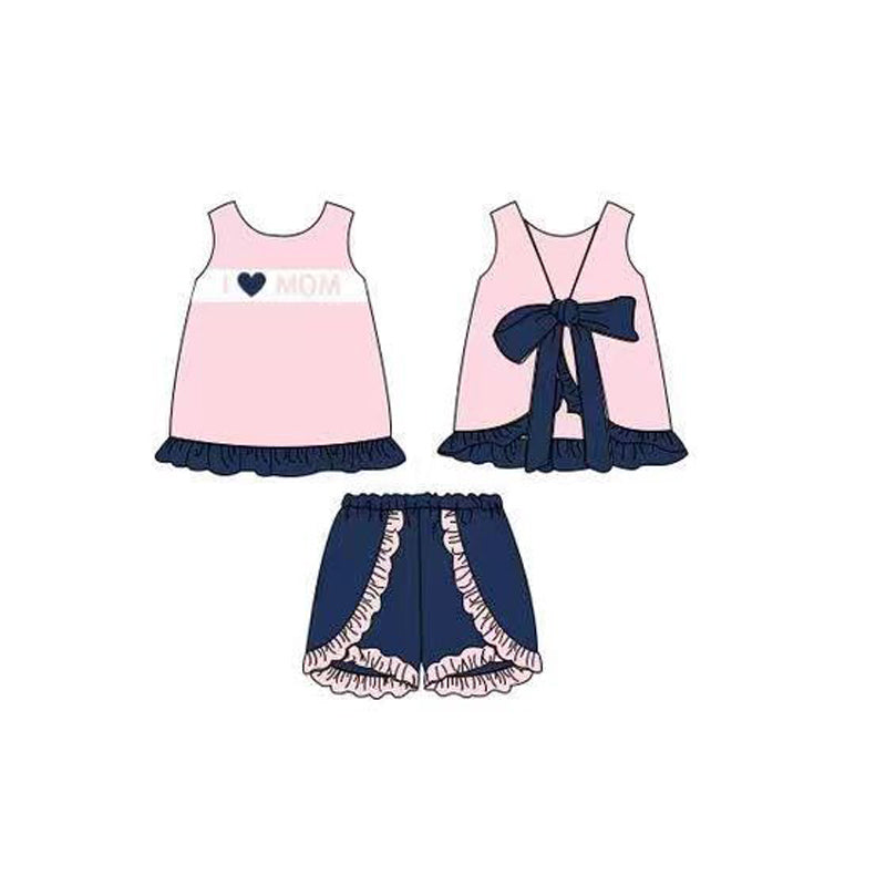 I love mom top matching shorts girl summer outfit preorder