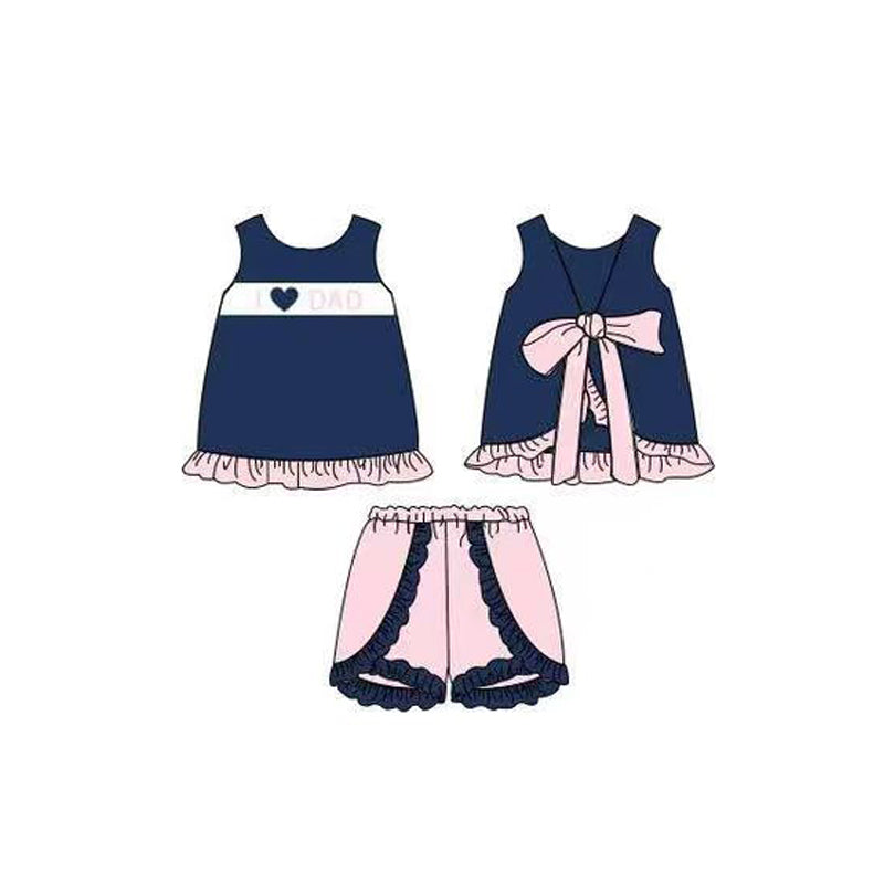 I love dad top matching shorts girl summer outfit preorder