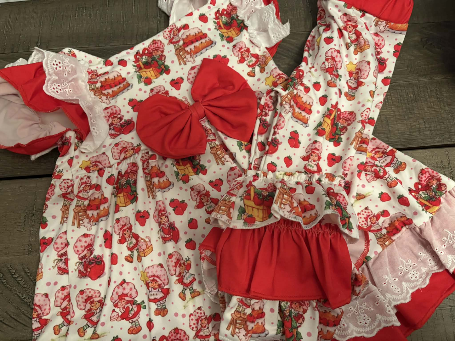 Strawberry top matching shorts girl summer outfit preorder
