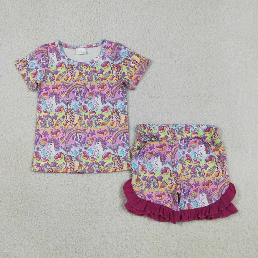 Berry top matching shorts girl summer outfit