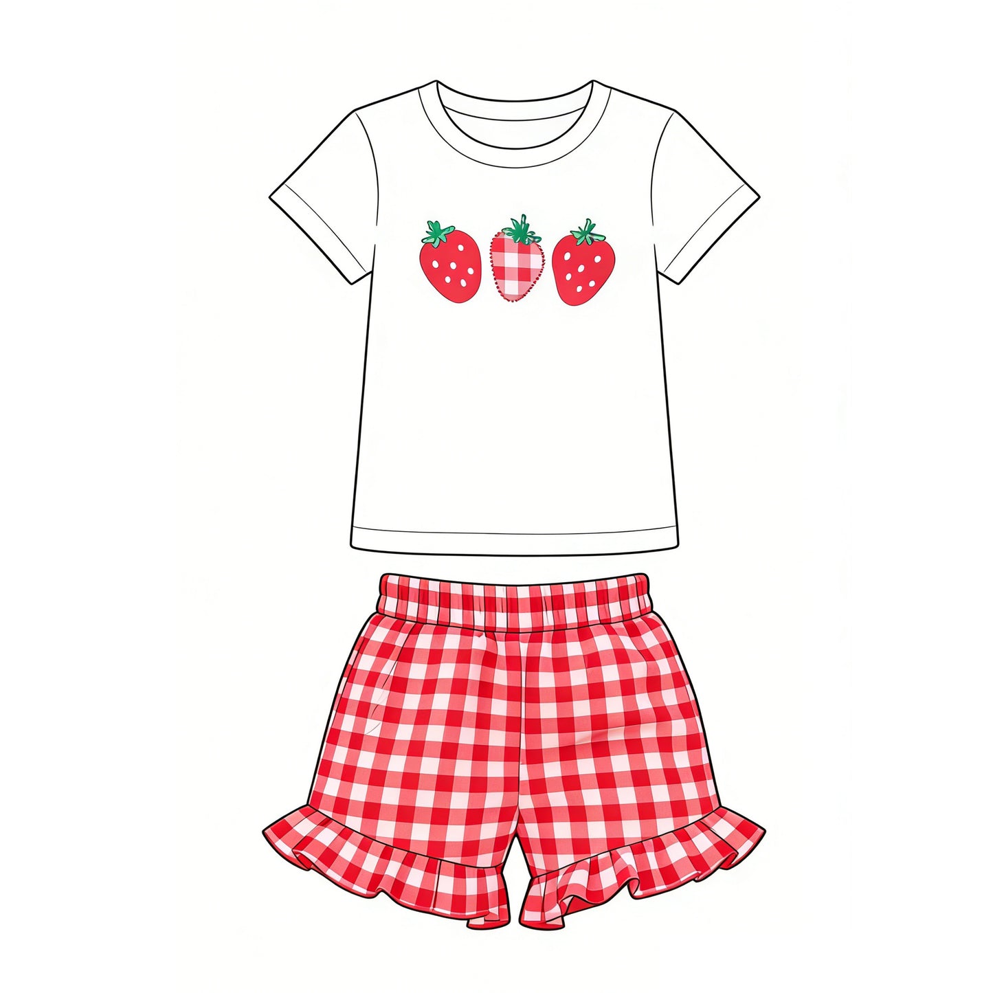 Strawberry top matching shorts girl summer outfit preorder