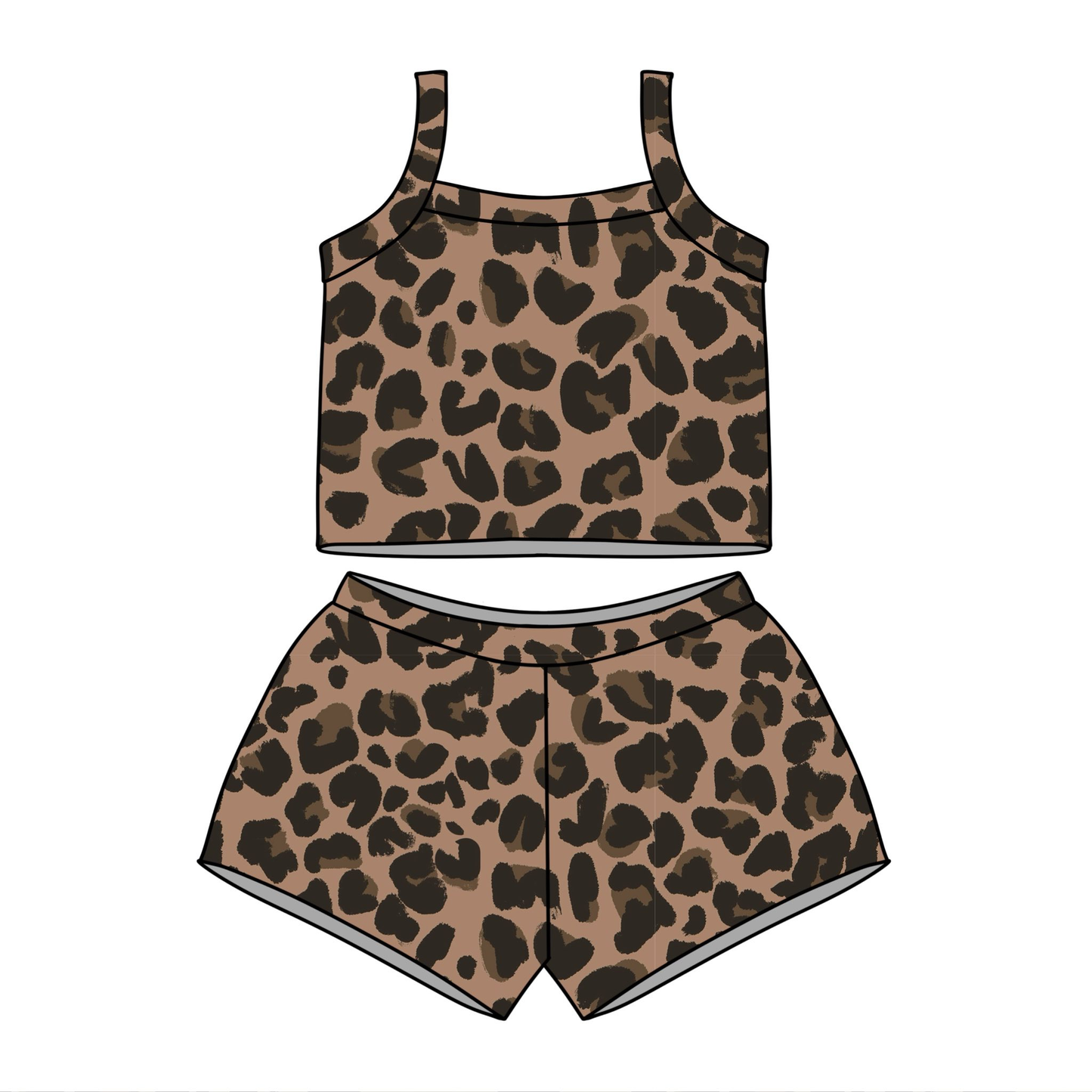 Leopard top matching shorts girls summer outfit preorder