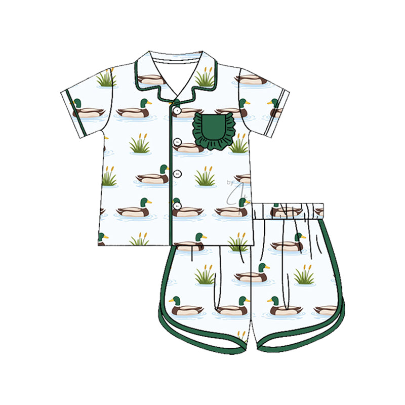 Mallard duck top matching shorts girls summer outfit preorder