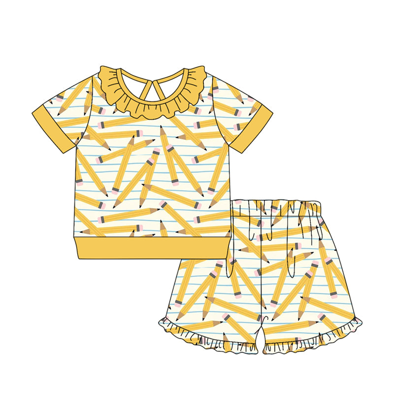 Back to school top matching shorts girls summer outfit preorder