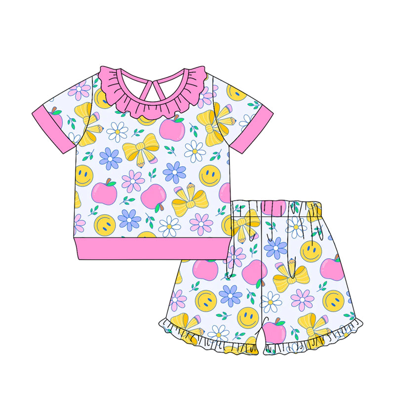 Back to school top matching shorts girls summer outfit preorder