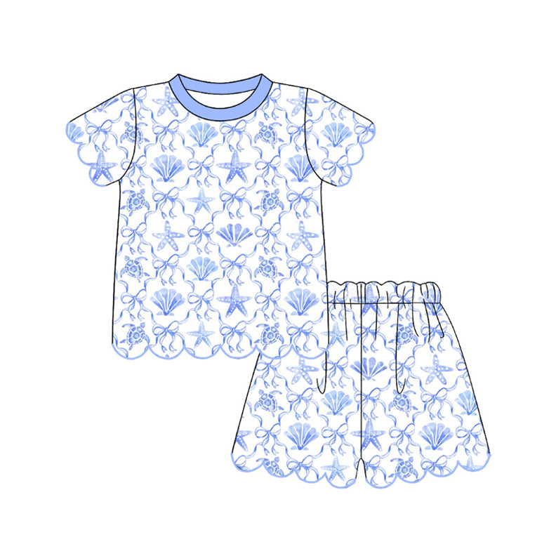 Starfish top matching shorts girl summer outfit preorder