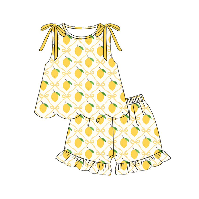 Lemon top matching shorts girls summer outfit preorder