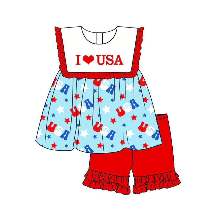 I love usa top matching shorts toddle baby girl outfit preorder