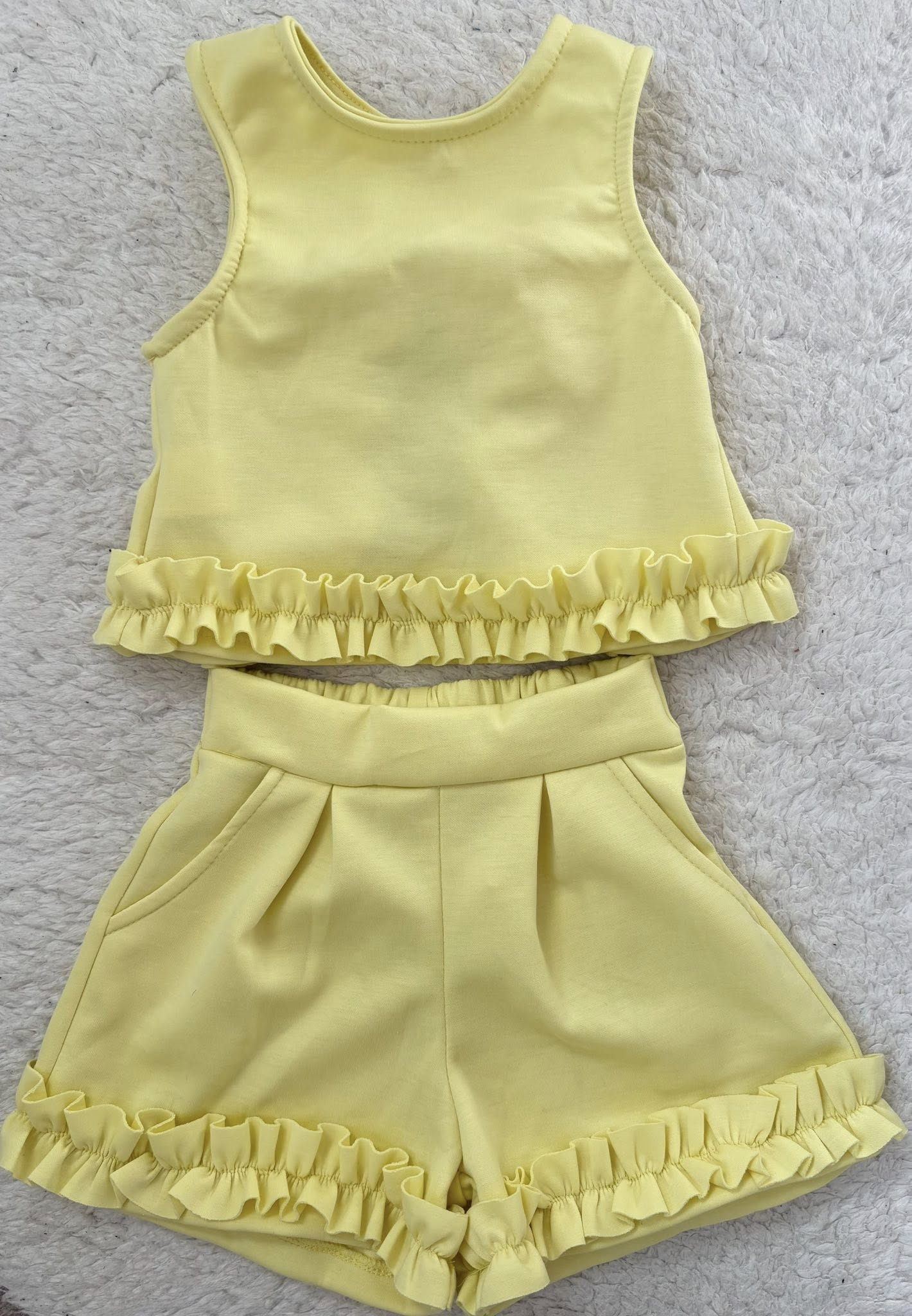 Yellow tank top matching shorts toddle baby girl outfit preorder
