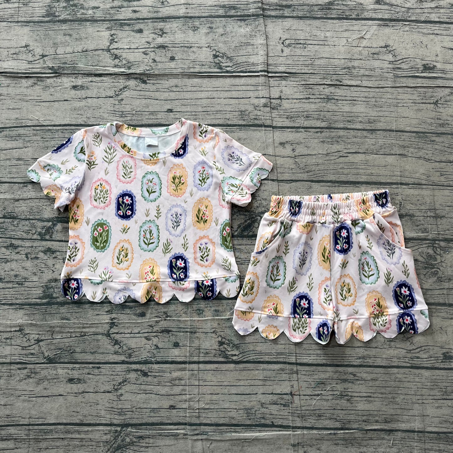 Flowers top matching shorts toddle baby girl outfit preorder