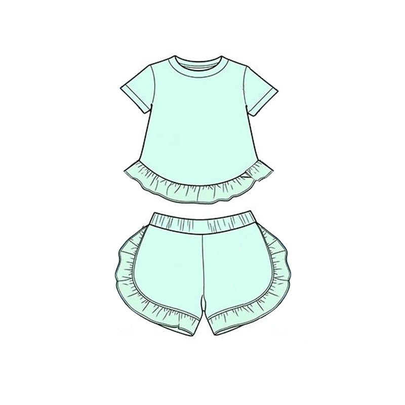Sky blue top matching shorts toddle baby girl outfit preorder