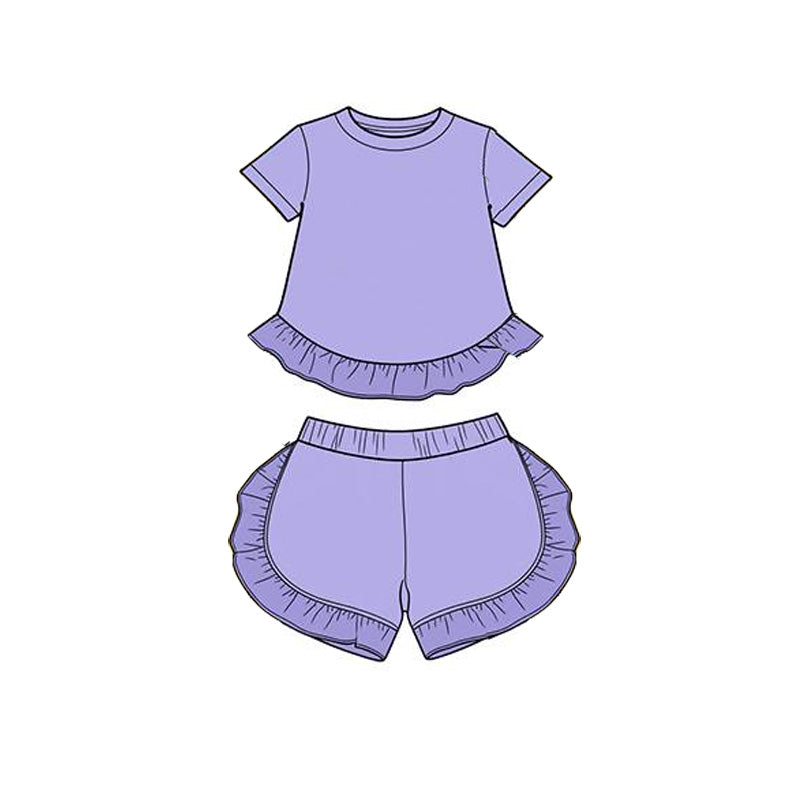 Lavender top matching shorts toddle baby girl outfit preorder