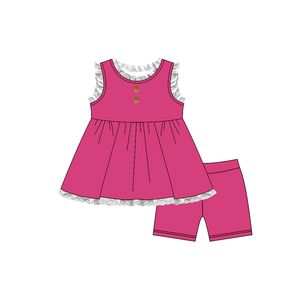 Hot pink top matching shorts girls summer outfit preorder