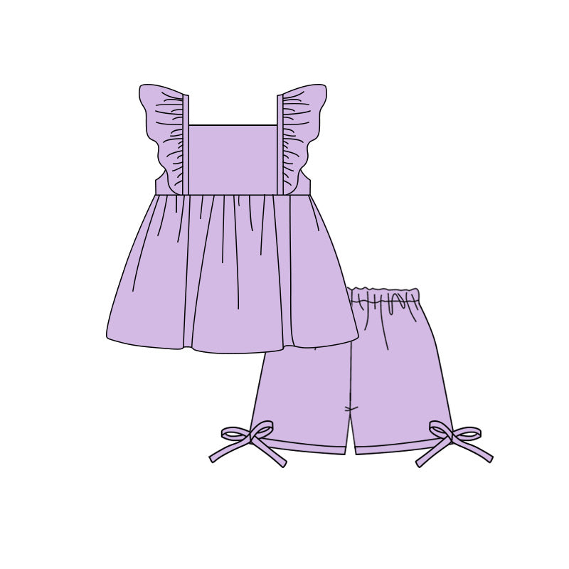 Lavender ruffle top matching shorts girl summer shorts outfit preorder