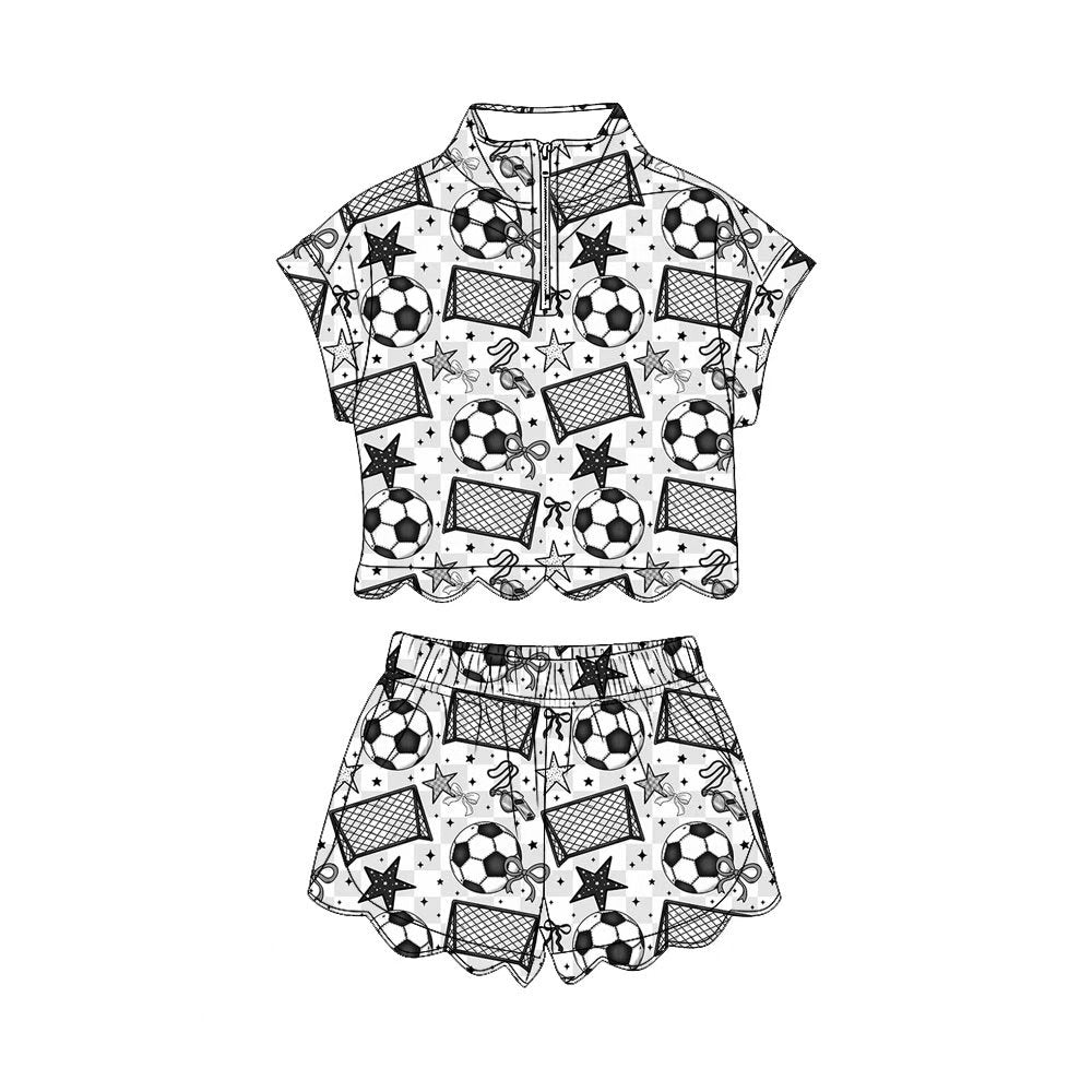 Soccer pullover top matching shorts toddle baby girl outfit preorder