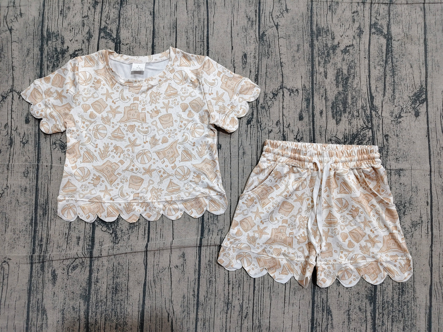 Short sleeve beach top matching skorts girls summer outfit preorder