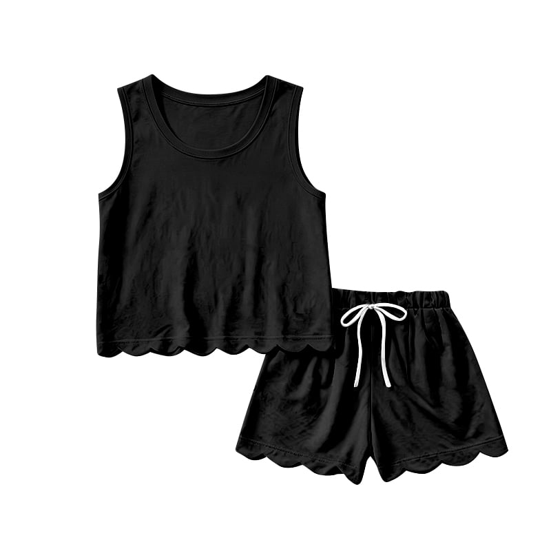 Black tank top matching shorts girls summer outfit preorder