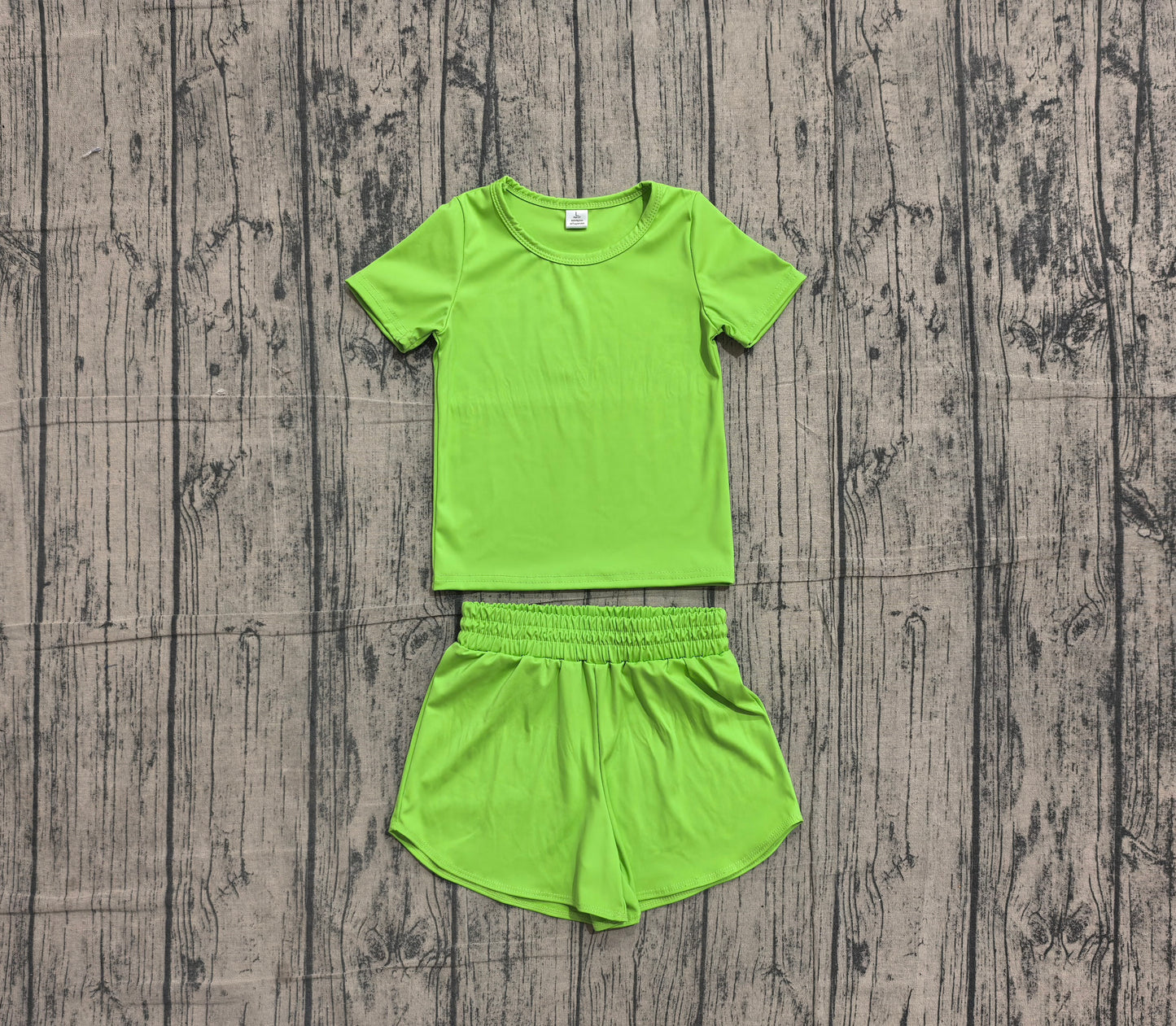 Lime green yoga top matching shorts girls summer outfit preorder