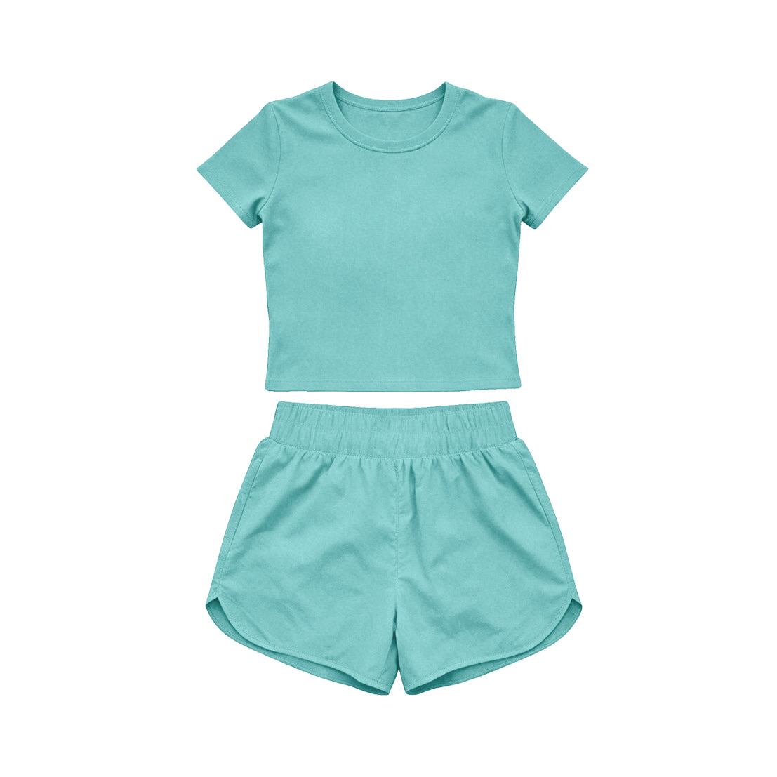 Mint Green color yoga top matching shorts girls summer outfit preorder