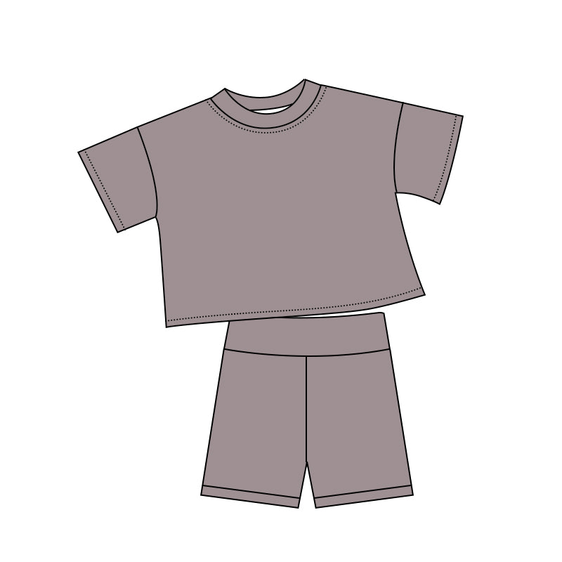 Dark grey short sleeve top matching shorts girls summer outfit preorder