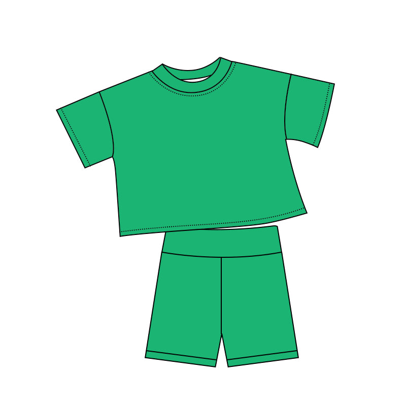 Lime green short sleeve top matching shorts girls summer outfit preorder