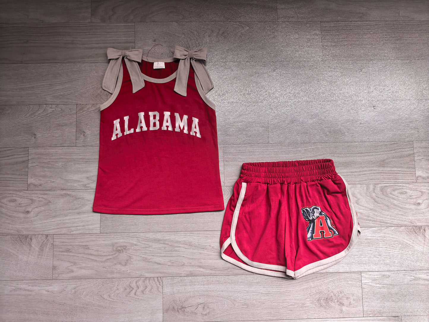 Alabama team design cotton vinyl top matching shorts girls summer outfit preorder