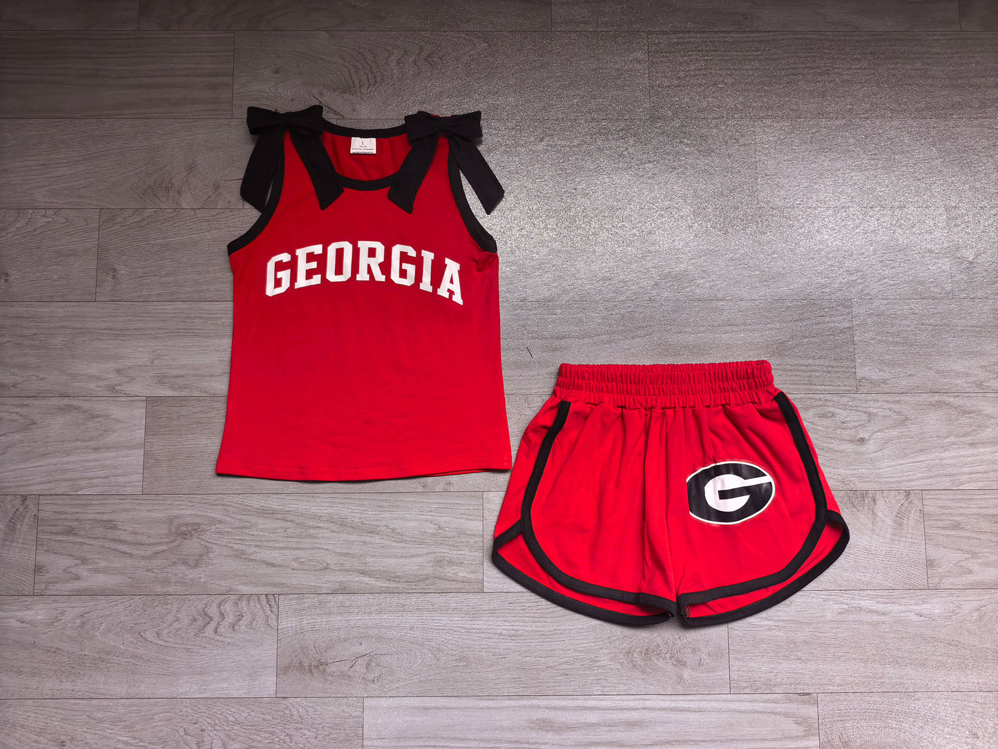 Georgia team design cotton vinyl top matching shorts girls summer outfit preorder